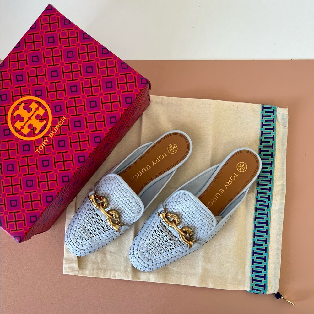 Tory Burch blue loafers